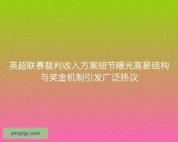 英超联赛裁判收入方案细节曝光高薪结构与奖金机制引发广泛热议 英超联赛裁判收入方案细节曝光高薪结构与奖金机制引发广泛热议