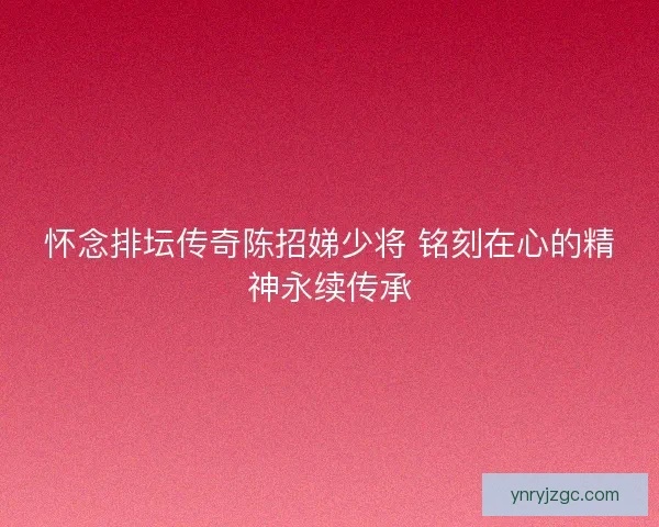怀念排坛传奇陈招娣少将 铭刻在心的精神永续传承