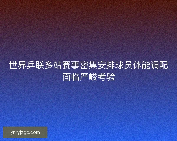 世界乒联多站赛事密集安排球员体能调配面临严峻考验