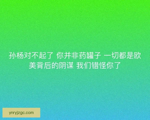孙杨对不起了 你并非药罐子 一切都是欧美背后的阴谋 我们错怪你了 孙杨对不起了 你并非药罐子 一切都是欧美背后的阴谋 我们错怪你了